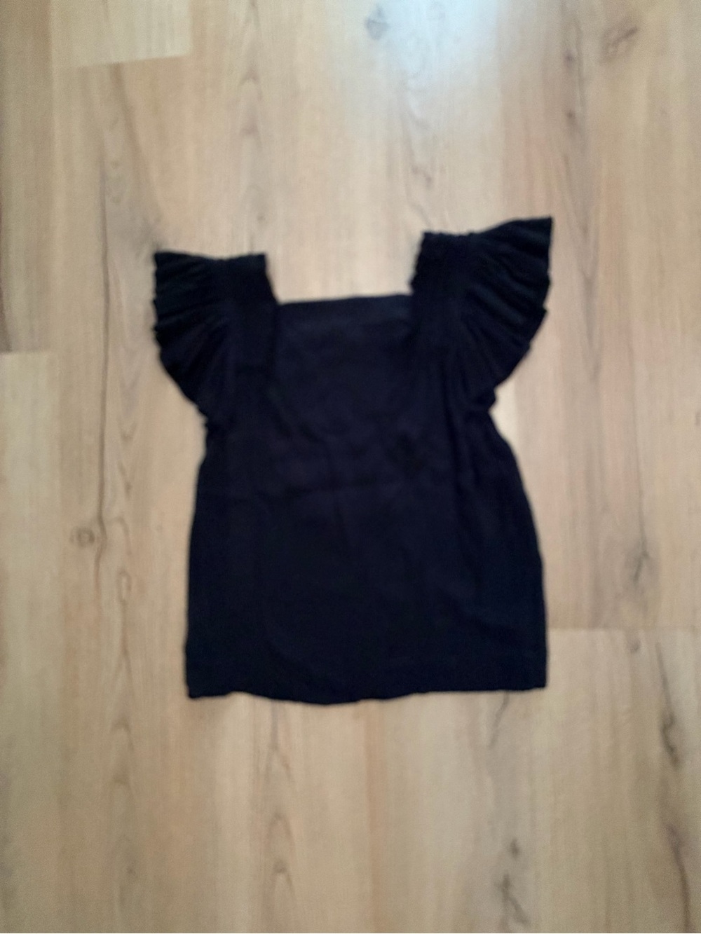 Maeve Black Square Neck Top with Ruffle Sleeves - Picture 4 of 4